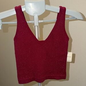Free People Deep Red Knit Crop Top